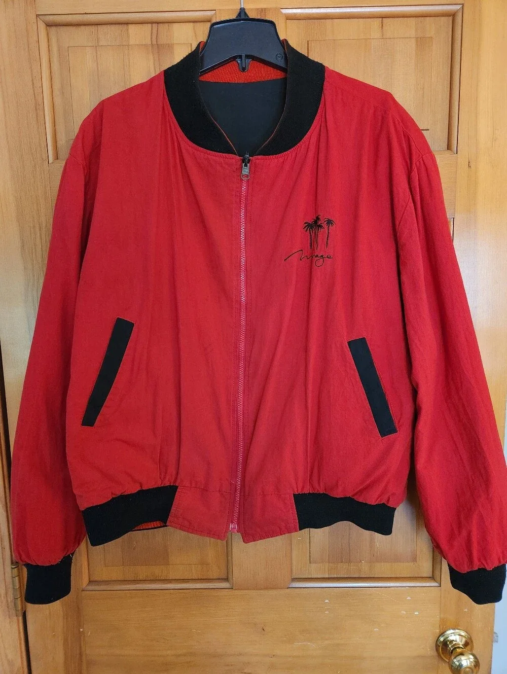 Vintage 1990 Douglas vs Holyfield Black & Red Zip Reversable Bomber Jacket